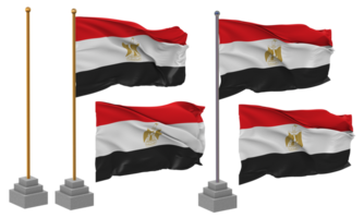 Egipto bandera ondulación diferente estilo con estar polo aislado, 3d representación png