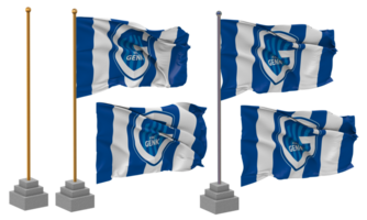 Koninklijke Racing Club Genk, KRC Genk Flag Waving Different Style With Stand Pole Isolated, 3D Rendering png