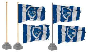 koninklijke corrida clube Genk, krc Genk bandeira acenando diferente estilo com ficar de pé pólo isolado, 3d Renderização png