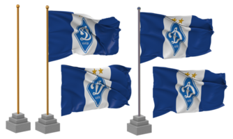 Football Club Dynamo Kyiv Flag Waving Different Style With Stand Pole Isolated, 3D Rendering png