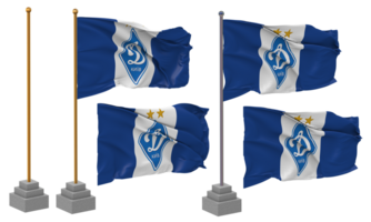 Amerikaans voetbal club dynamo kyiv vlag golvend verschillend stijl met staan pool geïsoleerd, 3d renderen png