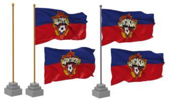 cska Moskau Flagge winken anders Stil mit Stand Pole isoliert, 3d Rendern png