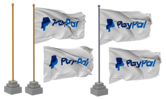 PayPal Holdings Inc Flag Waving Different Style With Stand Pole Isolated, 3D Rendering png