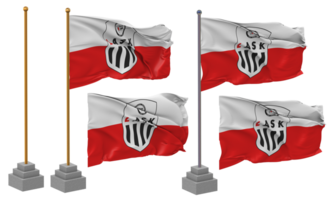 linzer atletico sport club bandiera agitando diverso stile con In piedi polo isolato, 3d interpretazione png