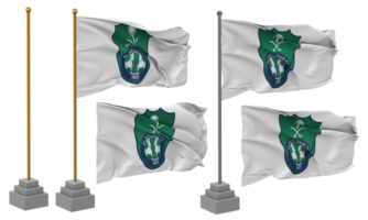 Al Ahli Saudi Football Club Flag Waving Different Style With Stand Pole Isolated, 3D Rendering png