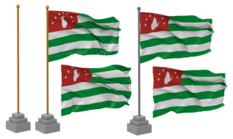 abkhazie drapeau agitant différent style avec supporter pôle isolé, 3d le rendu png