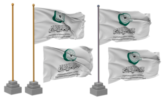 Organisation of Islamic Cooperation, OIC Flag Waving Different Style With Stand Pole Isolated, 3D Rendering png