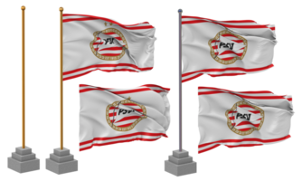 Philips Sport verenigung Flagge winken anders Stil mit Stand Pole isoliert, 3d Rendern png