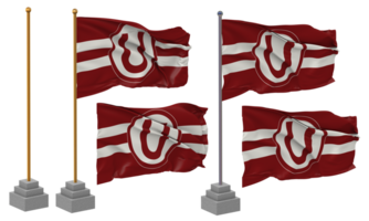 Verein Universität de deportiert Flagge winken anders Stil mit Stand Pole isoliert, 3d Rendern png