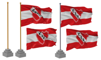 club atletiek independiente vlag golvend verschillend stijl met staan pool geïsoleerd, 3d renderen png