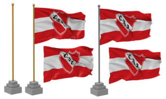 club atlético independiente bandera ondulación diferente estilo con estar polo aislado, 3d representación png