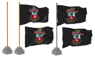 Southampton Football Club Flag Waving Different Style With Stand Pole Isolated, 3D Rendering png