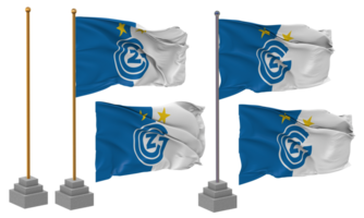 Grasshopper Club Zurich, GC, GCZ Flag Waving Different Style With Stand Pole Isolated, 3D Rendering png