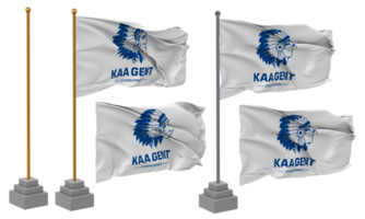 Koninklijke Atletiek Associatie Gent, KAA Gent Flag Waving Different Style With Stand Pole Isolated, 3D Rendering png