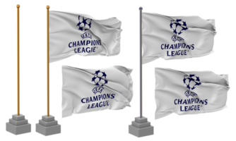 unie van Europese Amerikaans voetbal verenigingen, uefa vlag golvend verschillend stijl met staan pool geïsoleerd, 3d renderen png