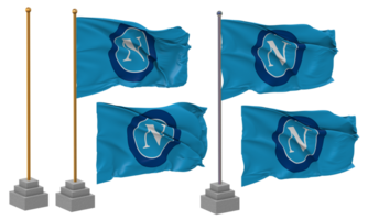 Societa Sportiva Calcio Napoli, SSC Napoli Flag Waving Different Style With Stand Pole Isolated, 3D Rendering png