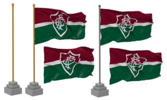 fluminense fotboll klubb flagga vinka annorlunda stil med stå Pol isolerat, 3d tolkning png