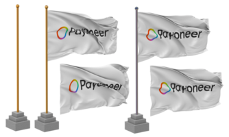 Payoneer Global Inc Flag Waving Different Style With Stand Pole Isolated, 3D Rendering png