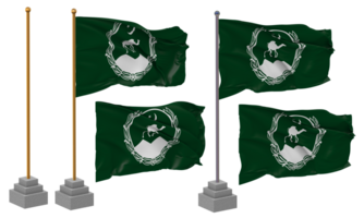 Government of Balochistan Flag Waving Different Style With Stand Pole Isolated, 3D Rendering png