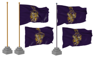 kolkata ridder ruiters, kkr vlag golvend verschillend stijl met staan pool geïsoleerd, 3d renderen png