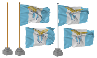 société sportive latium, ss Lazio drapeau agitant différent style avec supporter pôle isolé, 3d le rendu png