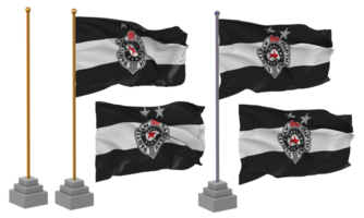 Fudbalski klub Partizan Flag Waving Different Style With Stand Pole Isolated, 3D Rendering png