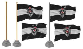 fudbalski klub partizan bandeira acenando diferente estilo com ficar de pé pólo isolado, 3d Renderização png