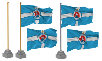 SK Slovan Bratislava Flag Waving Different Style With Stand Pole Isolated, 3D Rendering png