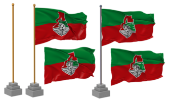 FC Lokomotiv Moscow Flag Waving Different Style With Stand Pole Isolated, 3D Rendering png