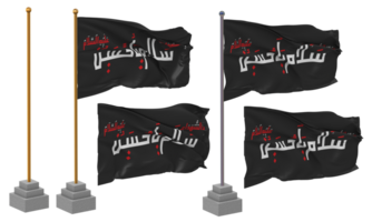 YA Hussain AS Flag Waving Different Style With Stand Pole Isolated, 3D Rendering png