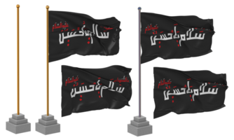 ya hussain como bandera ondulación diferente estilo con estar polo aislado, 3d representación png