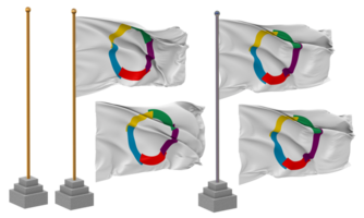 Organisation internationale de la Francophonie, OIF Flag Waving Different Style With Stand Pole Isolated, 3D Rendering png