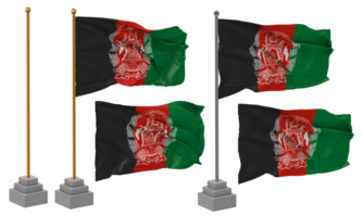 Afghanistan Flag Waving Different Style With Stand Pole Isolated, 3D Rendering png
