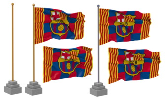 Futbol Club Barcelona, FCB Flag Waving Different Style With Stand Pole Isolated, 3D Rendering png