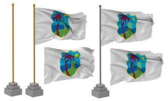 Cricket West Indies, CWI Flag Waving Different Style With Stand Pole Isolated, 3D Rendering png