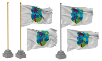 Kricket Westen Indien, cwi Flagge winken anders Stil mit Stand Pole isoliert, 3d Rendern png