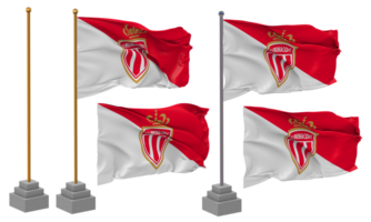 Association Sportive de Monaco Football Club SA Flag Waving Different Style With Stand Pole Isolated, 3D Rendering png