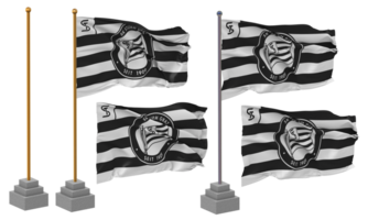 clube esportivo tumulto graça, sk tumulto pastar bandeira acenando diferente estilo com ficar de pé pólo isolado, 3d Renderização png