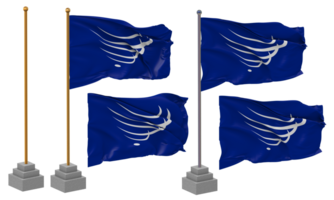 Union of South American Nations, UNASUR Flag Waving Different Style With Stand Pole Isolated, 3D Rendering png