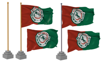Al Ettifaq Football Club Flag Waving Different Style With Stand Pole Isolated, 3D Rendering png