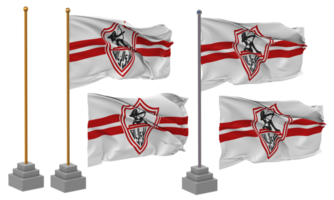 zamalek sportivo club bandiera agitando diverso stile con In piedi polo isolato, 3d interpretazione png