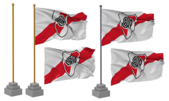 Club Atletico River Plate Flag Waving Different Style With Stand Pole Isolated, 3D Rendering png