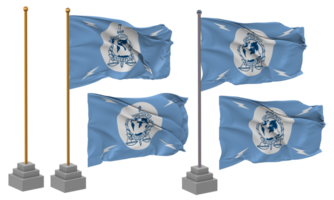 International Criminal Police Organization, ICPO, INTERPOL Flag Waving Different Style With Stand Pole Isolated, 3D Rendering png