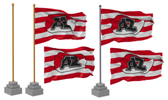 FT AZ Alkmaar Flag Waving Different Style With Stand Pole Isolated, 3D Rendering png