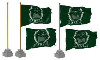 North West Frontier Province, NWFP Flag Waving Different Style With Stand Pole Isolated, 3D Rendering png