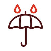 Umbrella With Rain Drops Vector Thick Line Two Color Icons For Personal And Commercial Use.