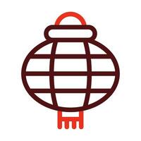 Red Paper Lantern Vector Thick Line Two Color Icons For Personal And Commercial Use.