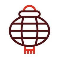 Red Paper Lantern Vector Thick Line Two Color Icons For Personal And Commercial Use.