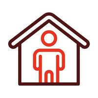Stay At Home Vector Thick Line Two Color Icons For Personal And Commercial Use.