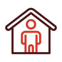 Stay At Home Vector Thick Line Two Color Icons For Personal And Commercial Use.